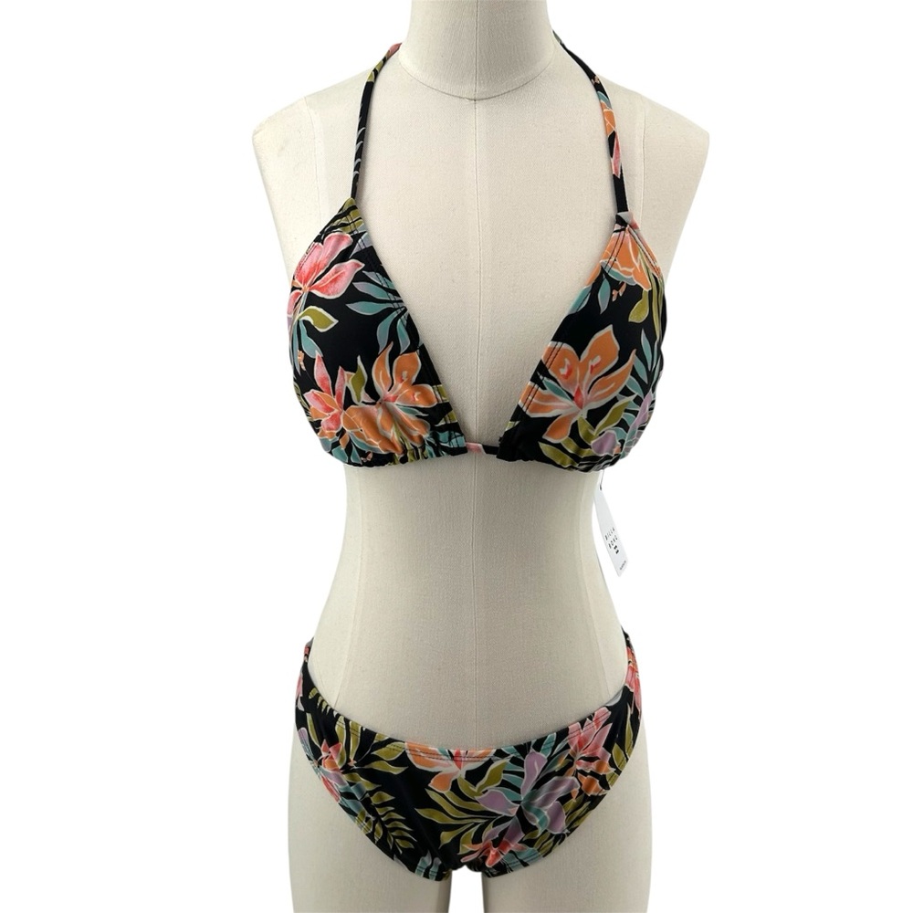 NWT Billabong Beach Babe Tri Set Black Floral Print Women’s Size XL - Picture 3 of 15